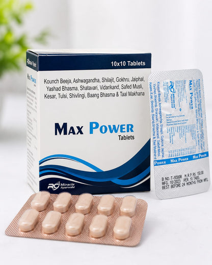MAX POWER TABLET. AYURVEDIC VITALITY & WELLNESS FORMULA of 100