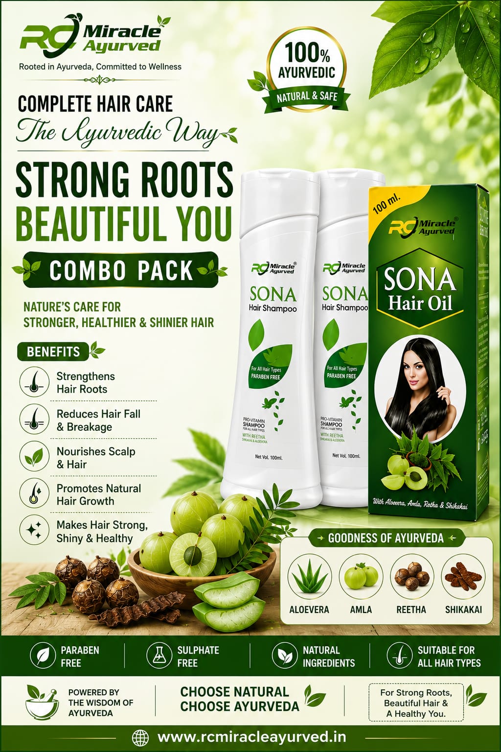 SONA Hair Oil and 2 Shampoo Combo