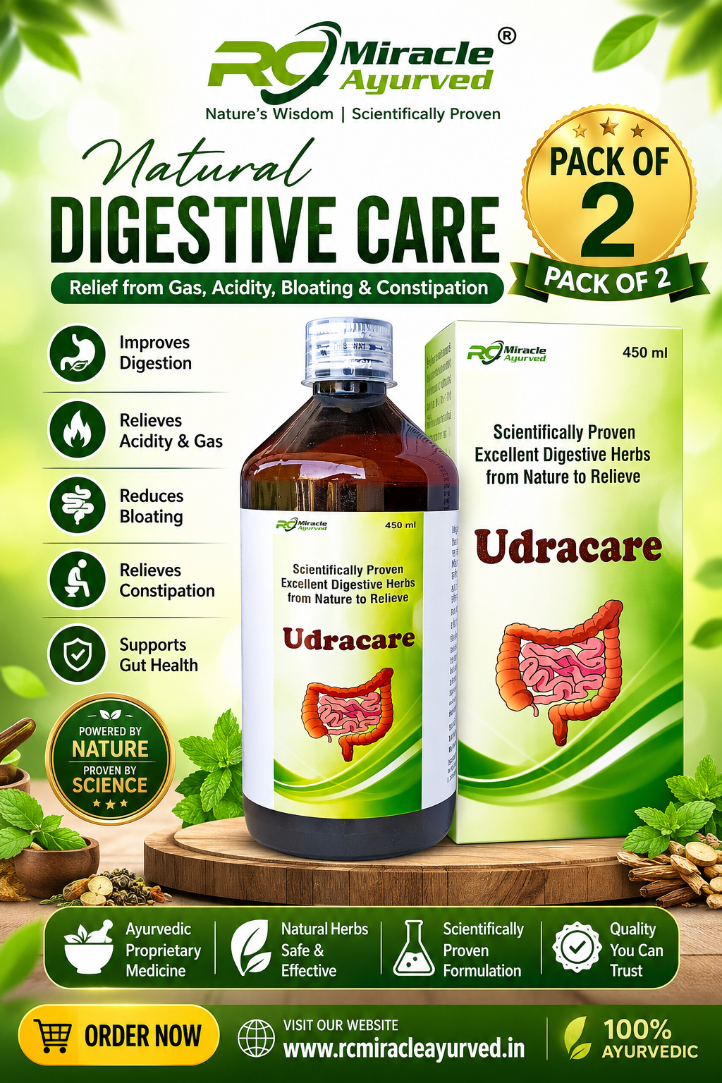 UDRACARE DIGESTIVE TONIC PACK OF 2